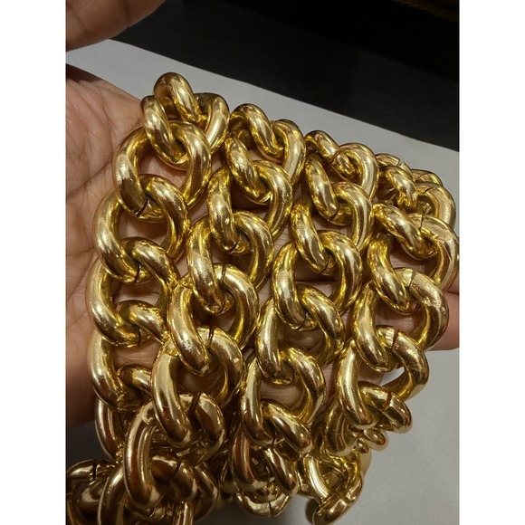 Chunky Curb Chain Necklace Women Gold Tone Bold Statement Link Heavy 36" - Picture 7 of 14
